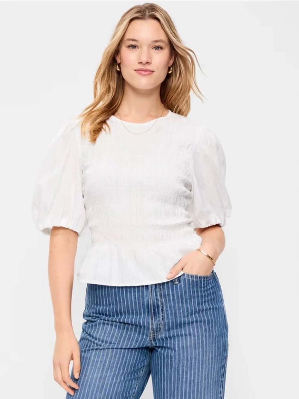Puff Sleeve Peplum Top
